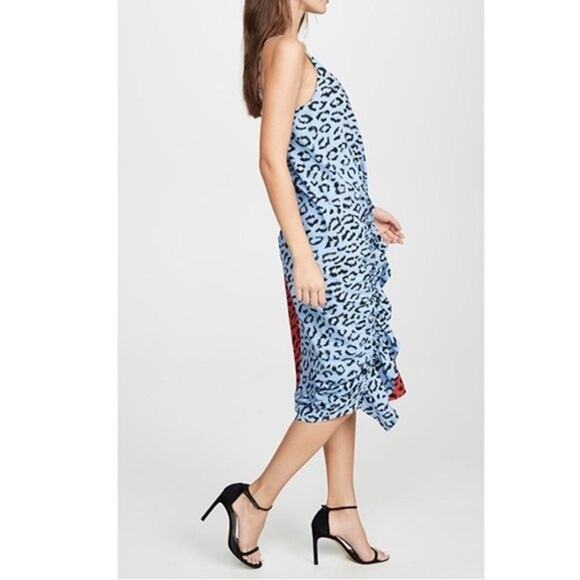 NWT A.L.C. Estelle Animal Print Silk Ruffle Faux Wrap Dress Size 4 - Picture 3 of 14